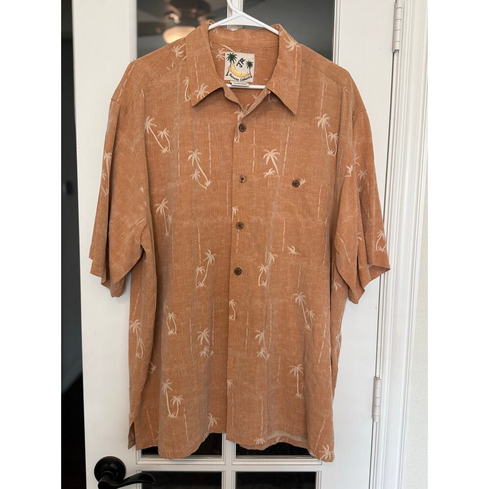 Banana Cabana vintage men’s silk XL Hawaiian shirt.short sleeve button down 90s